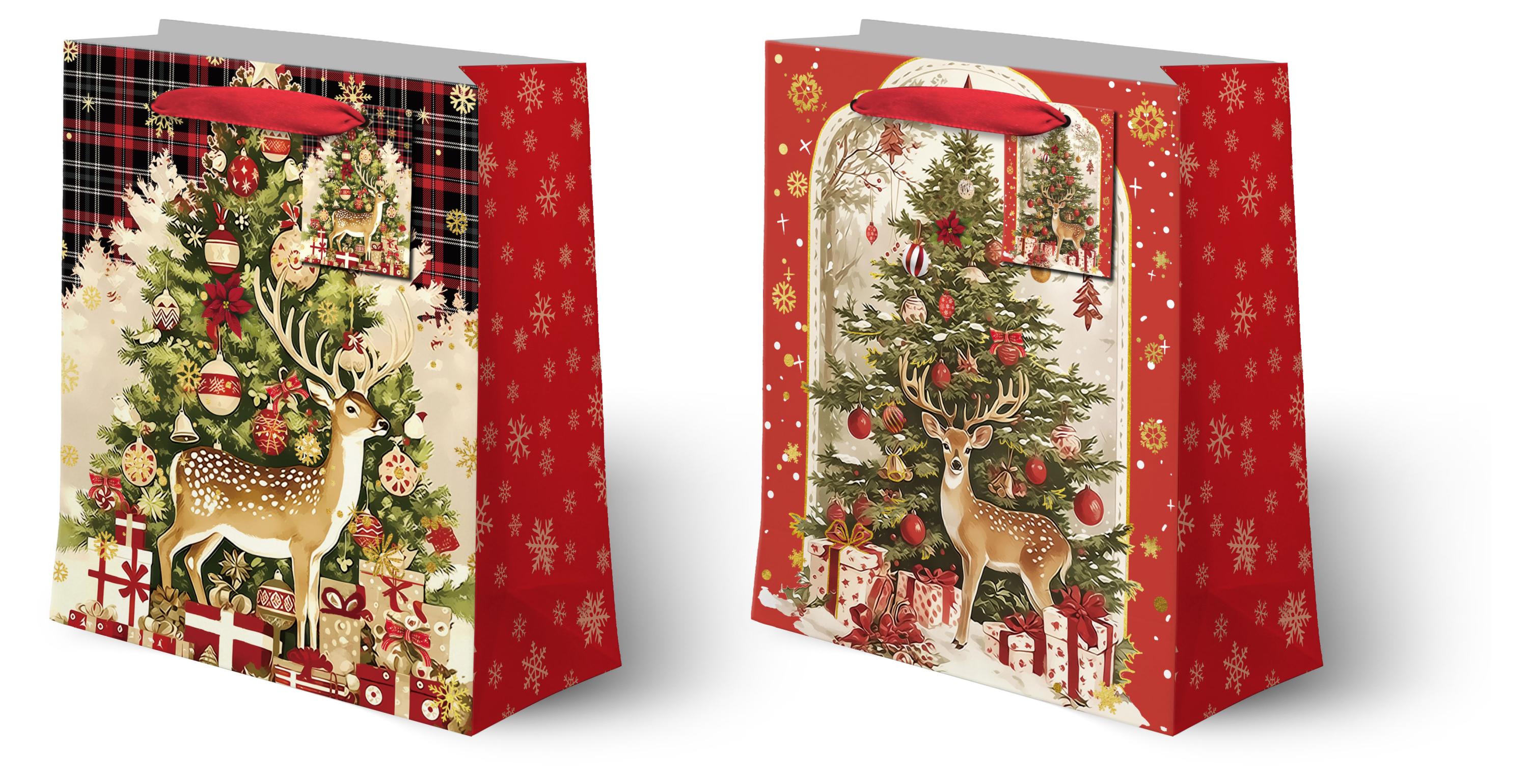 Изображение товара Подарочный пакет Ретро ель M 17,5х23,5х8 см универсальный для подарков