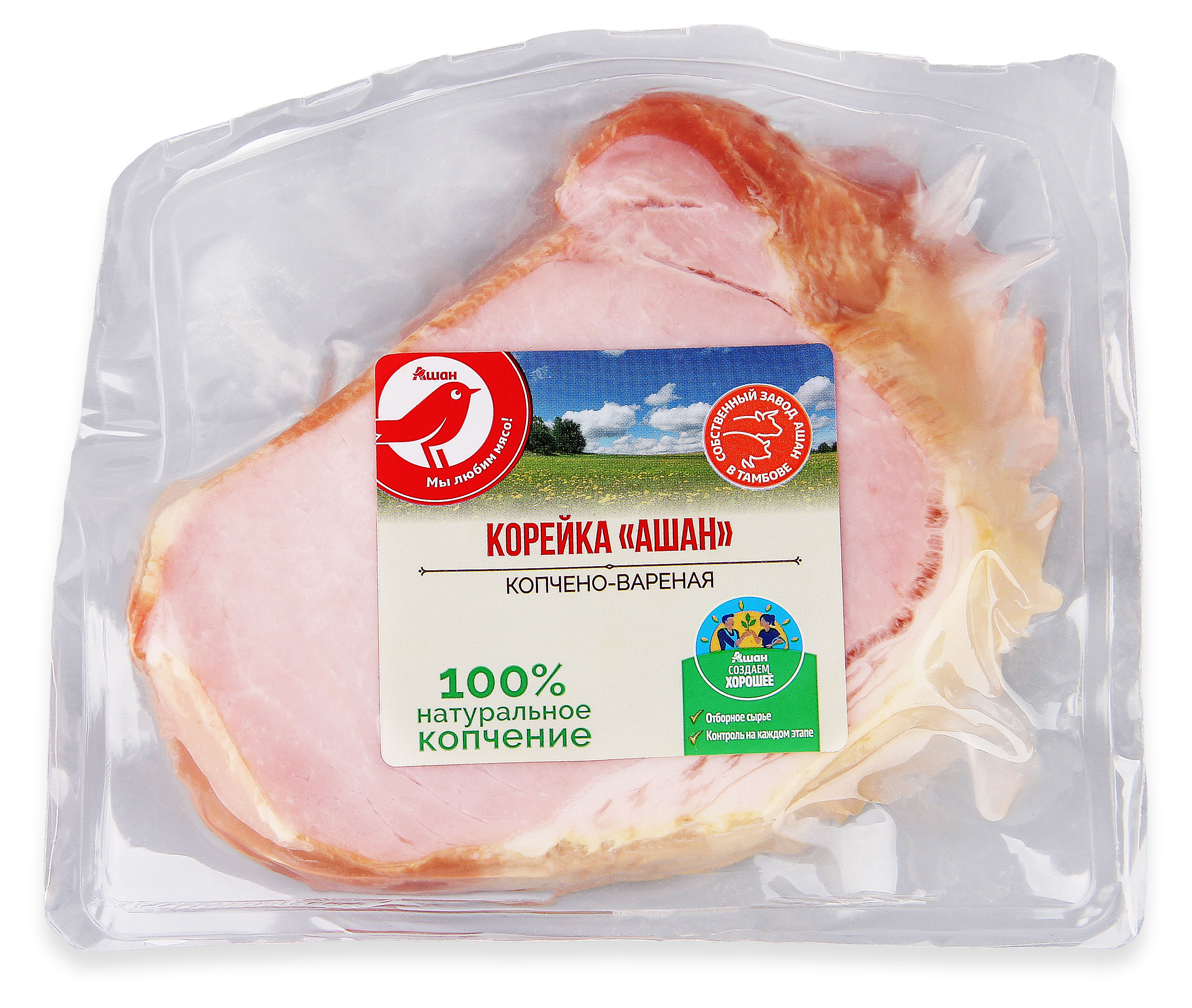 

Корейка копчено-вареная АШАН Красная птица, ~ 0,45 кг