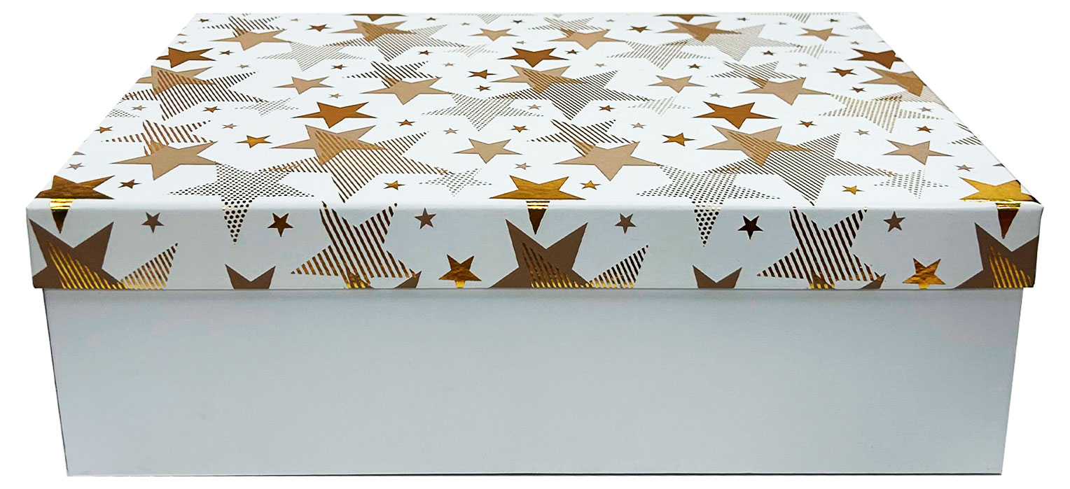 Изображение товара Подарочная коробка Звезды 37х27х11 см для праздников и подарков