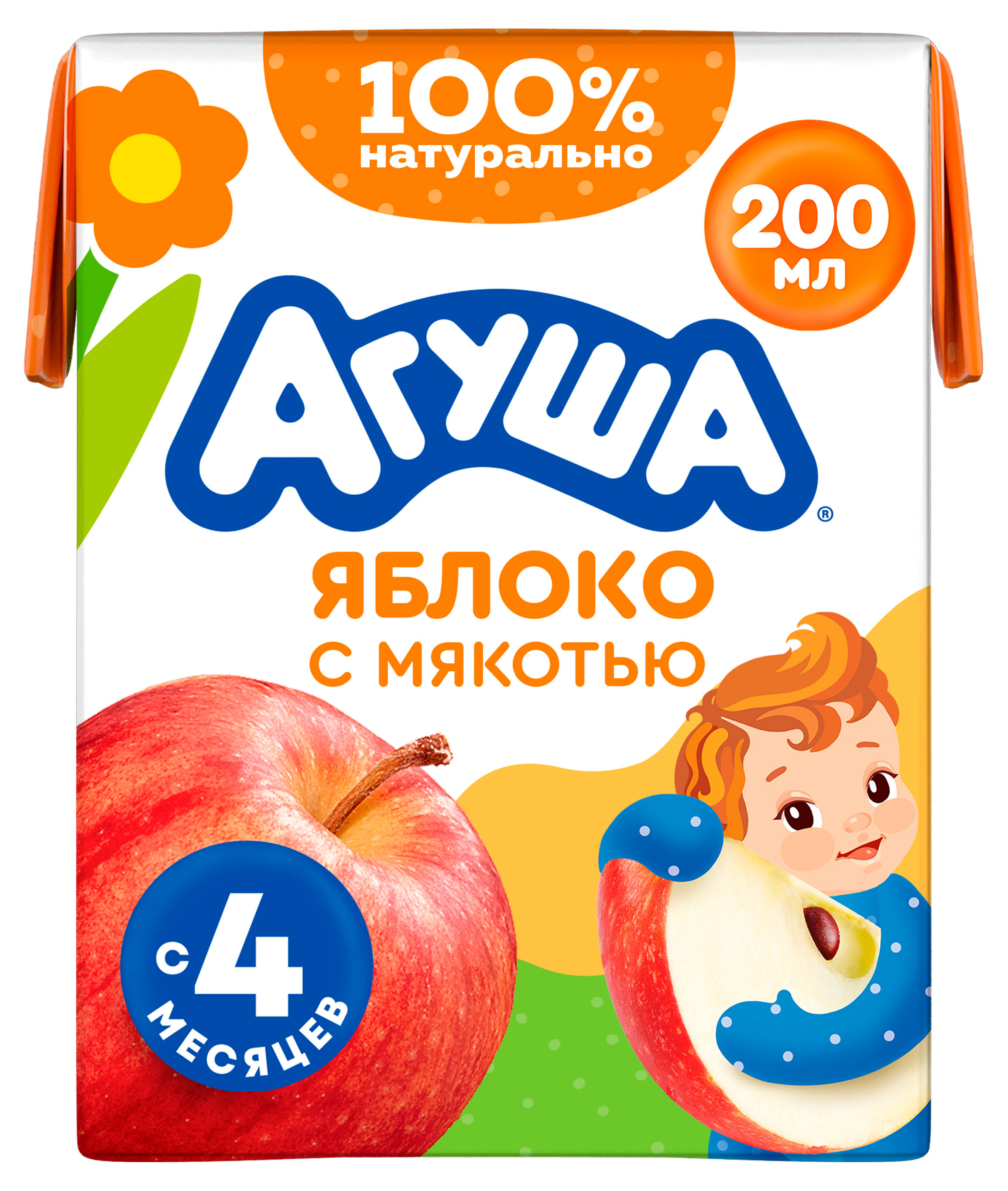 

Сок Агуша яблоко с мякотью с 4 мес., 200 мл