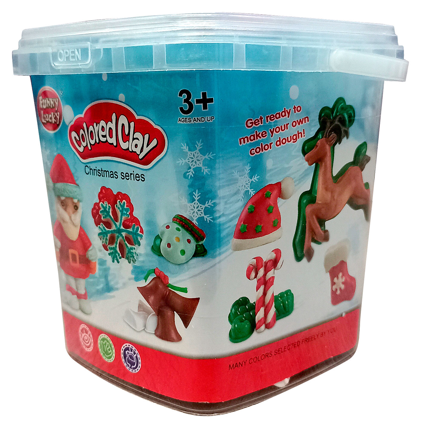 Изображение товара Набор для творчества Colored Clay Christmas series с 12 цветами формочками и стеками