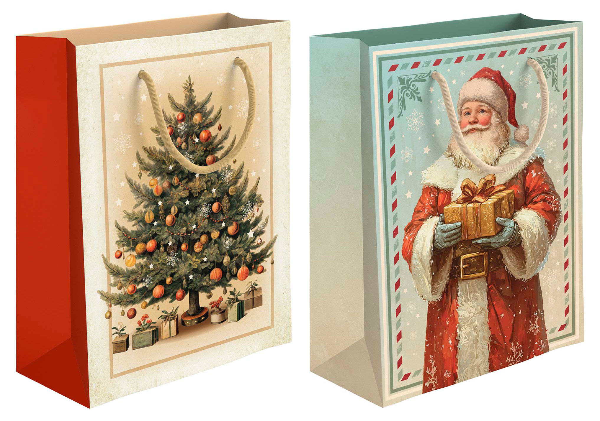 Изображение товара Подарочный глянцевый пакет Винтаж Новый Год 11x14 см универсальный