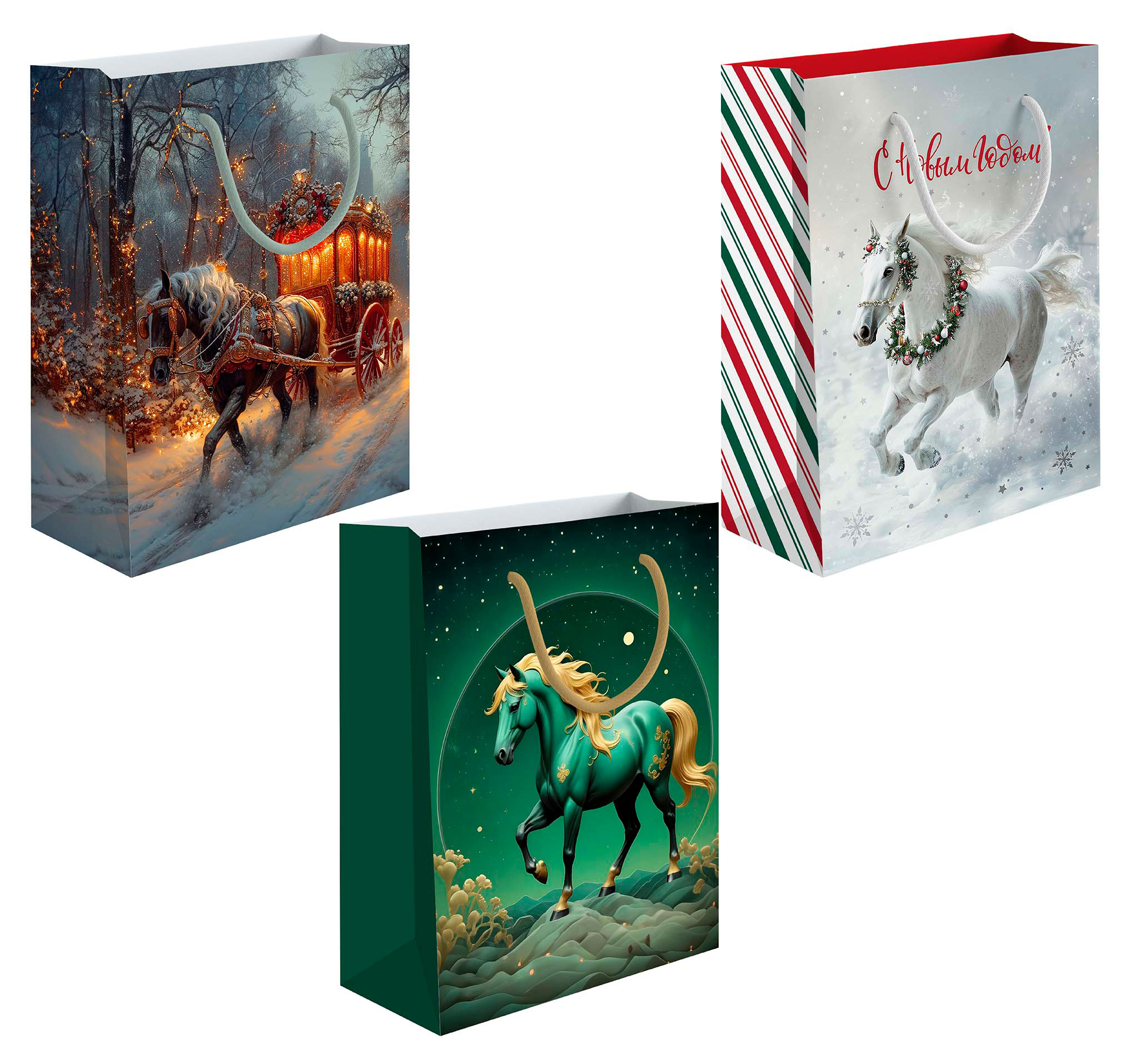 Изображение товара Подарочный глянцевый пакет Символ года 18х23 см универсальный для подарков