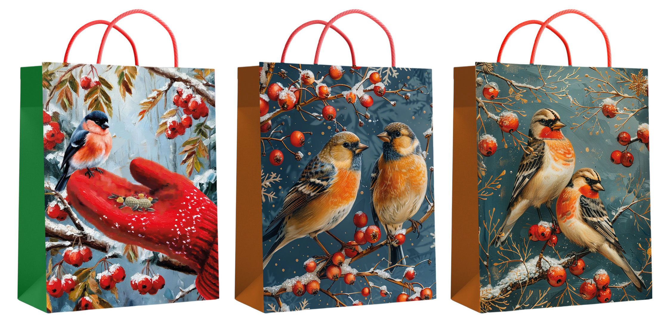 Изображение товара Пакет подарочный Centrum Новогодние птицы, 18х23х10 см 1 шт в ассортименте