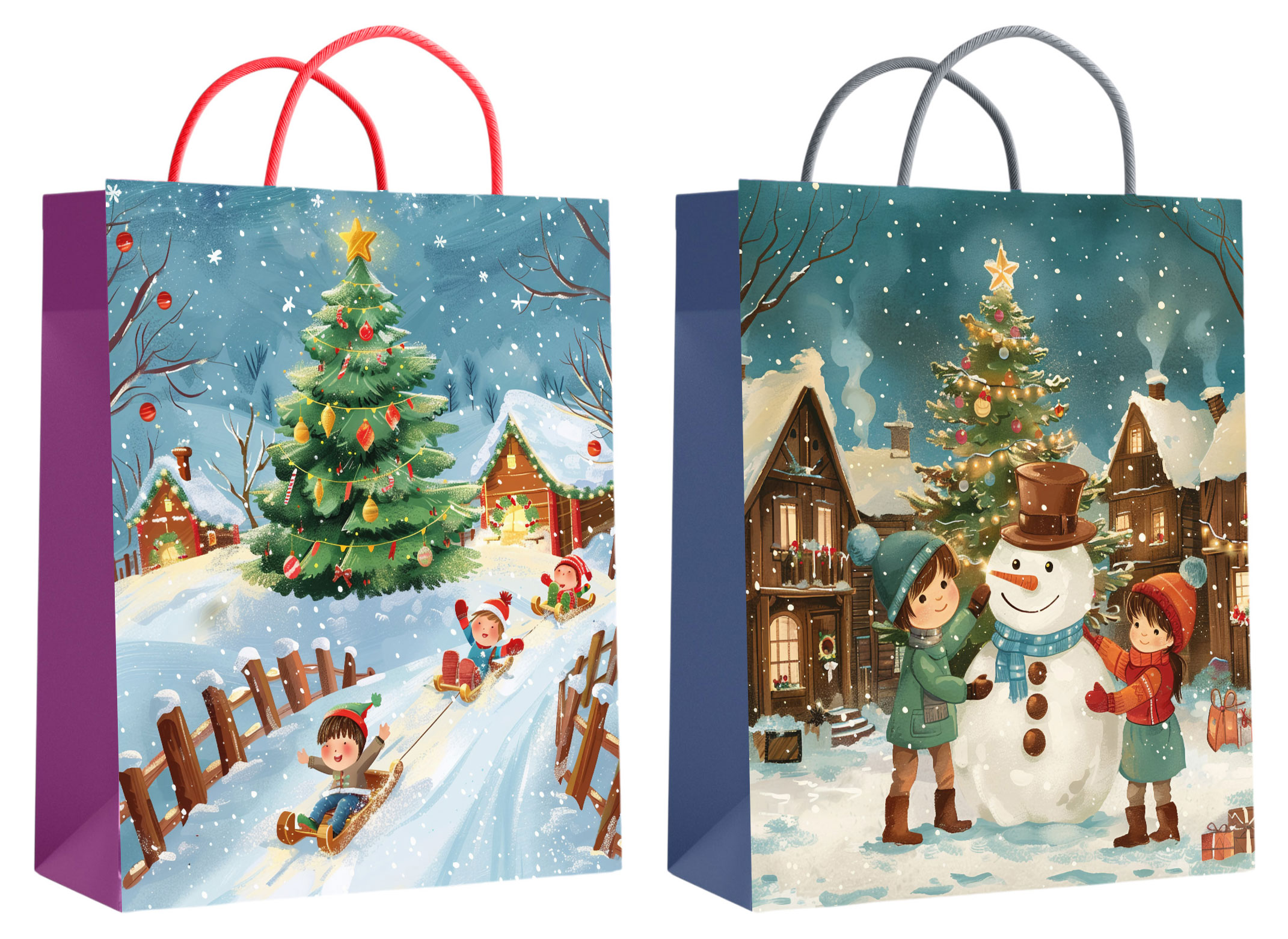 Изображение товара Подарочный ламинированный пакет с новогодним снеговиком 35х40х12 см