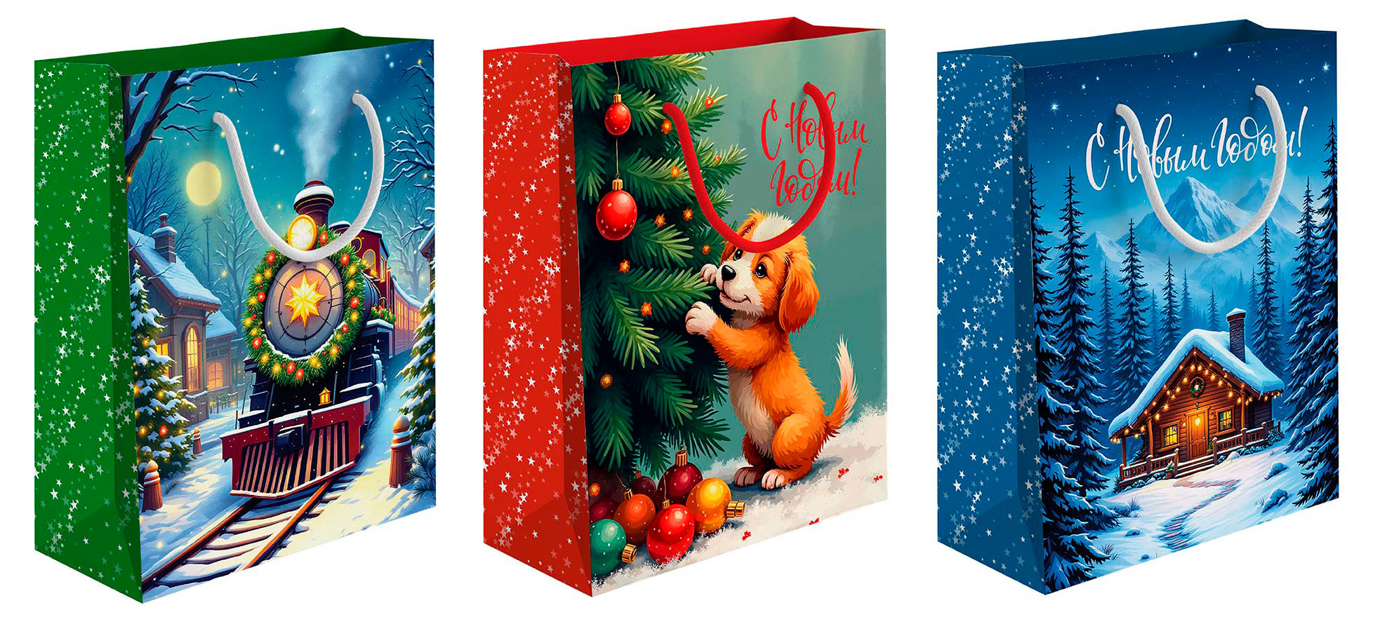 Изображение товара Глянцевый подарочный пакет Волшебство 33х43 см в ассортименте