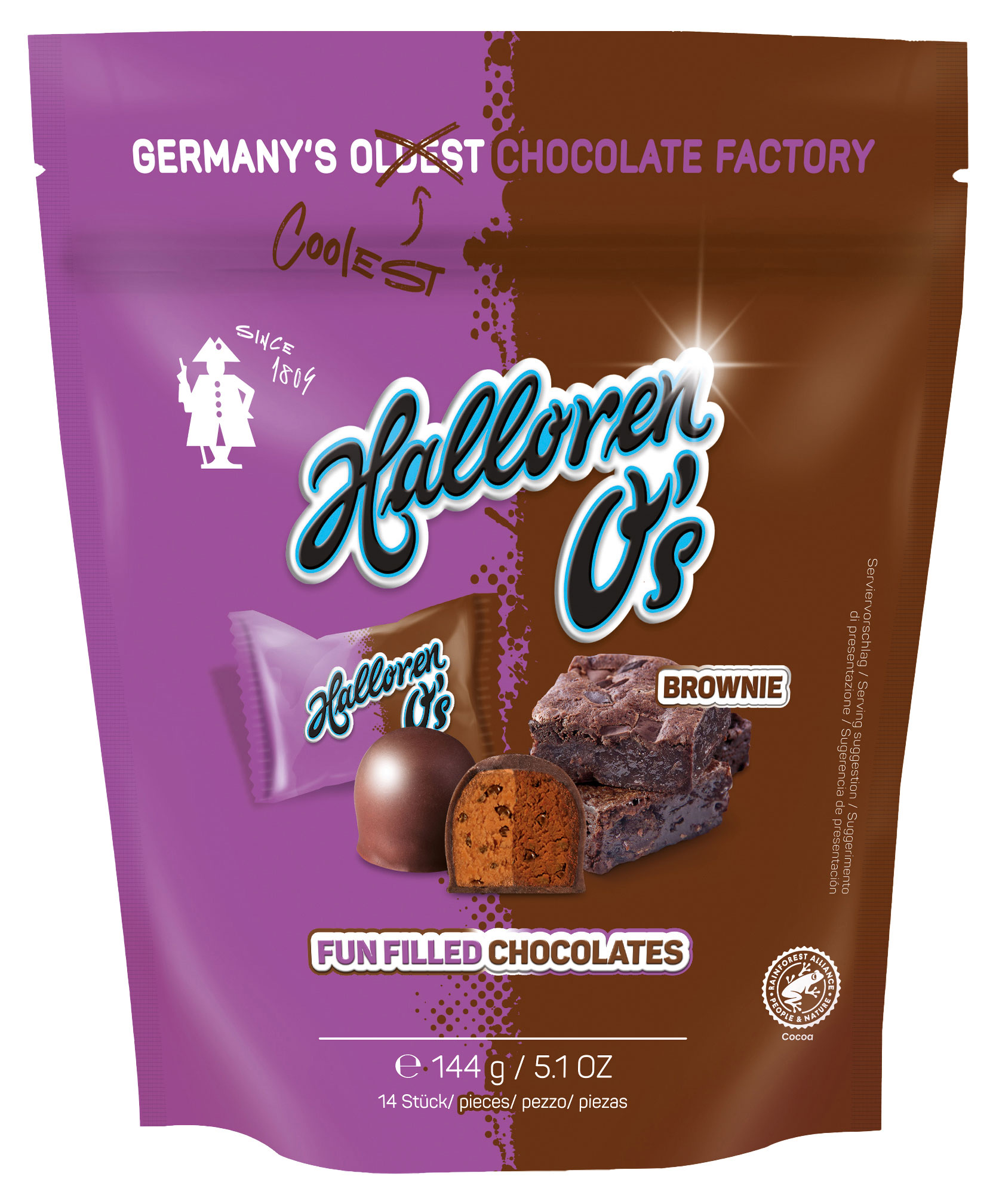 

Конфеты Halloren Os с начинкой брауни в темном шоколаде, 144 г