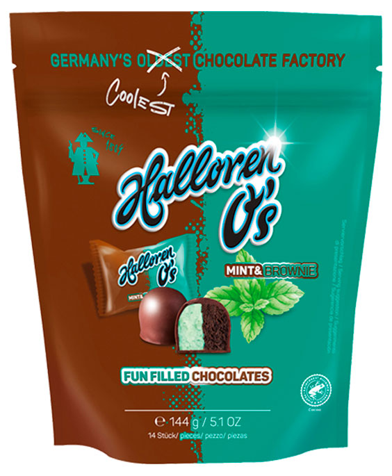 

Конфеты Halloren Os с шоколадно-мятной начинкой в темном шоколаде, 144 г