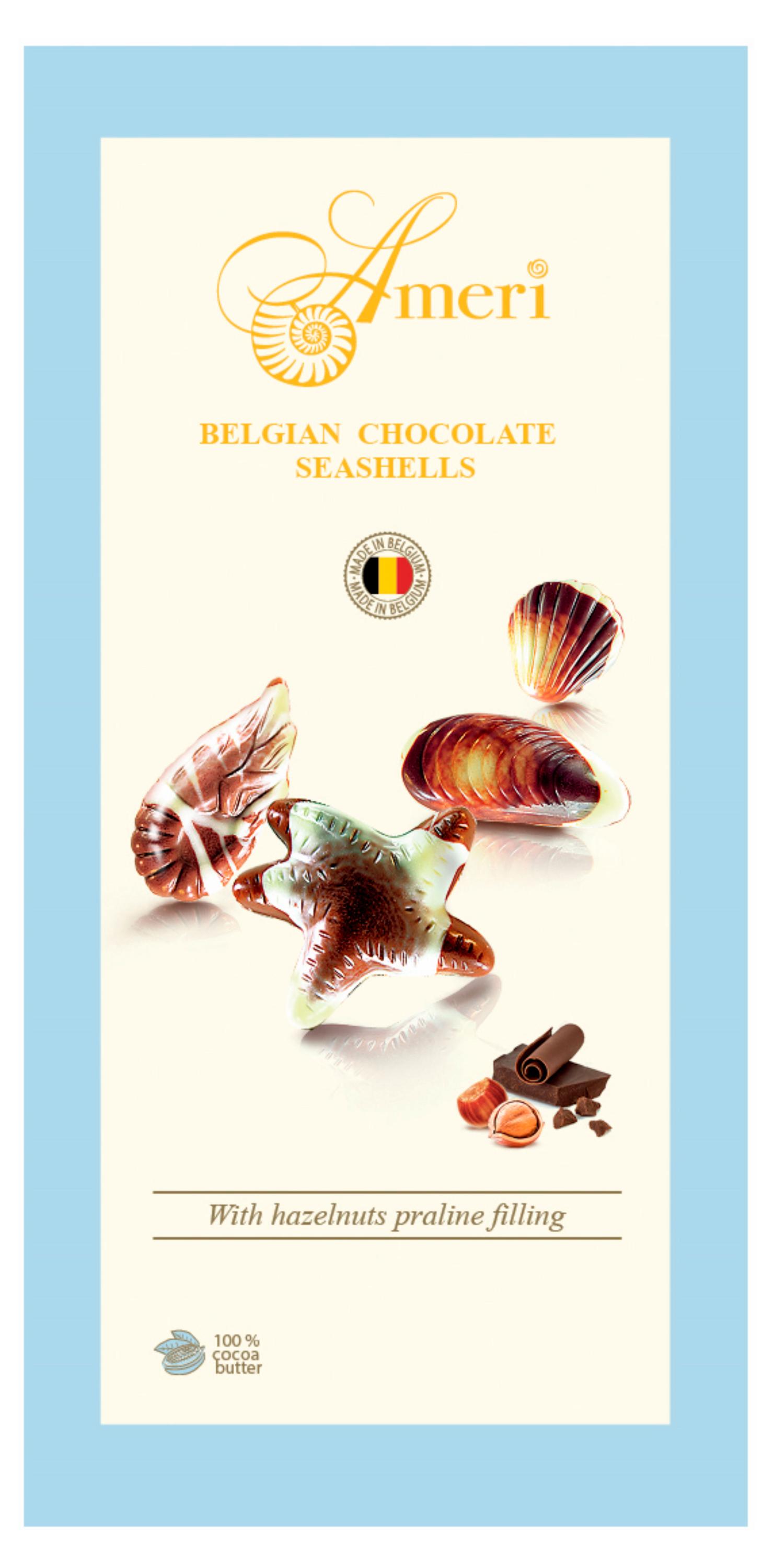 Изображение товара Шоколадные конфеты Ameri с пралине 125 г качественный бельгийский шоколад в новогодней упаковке