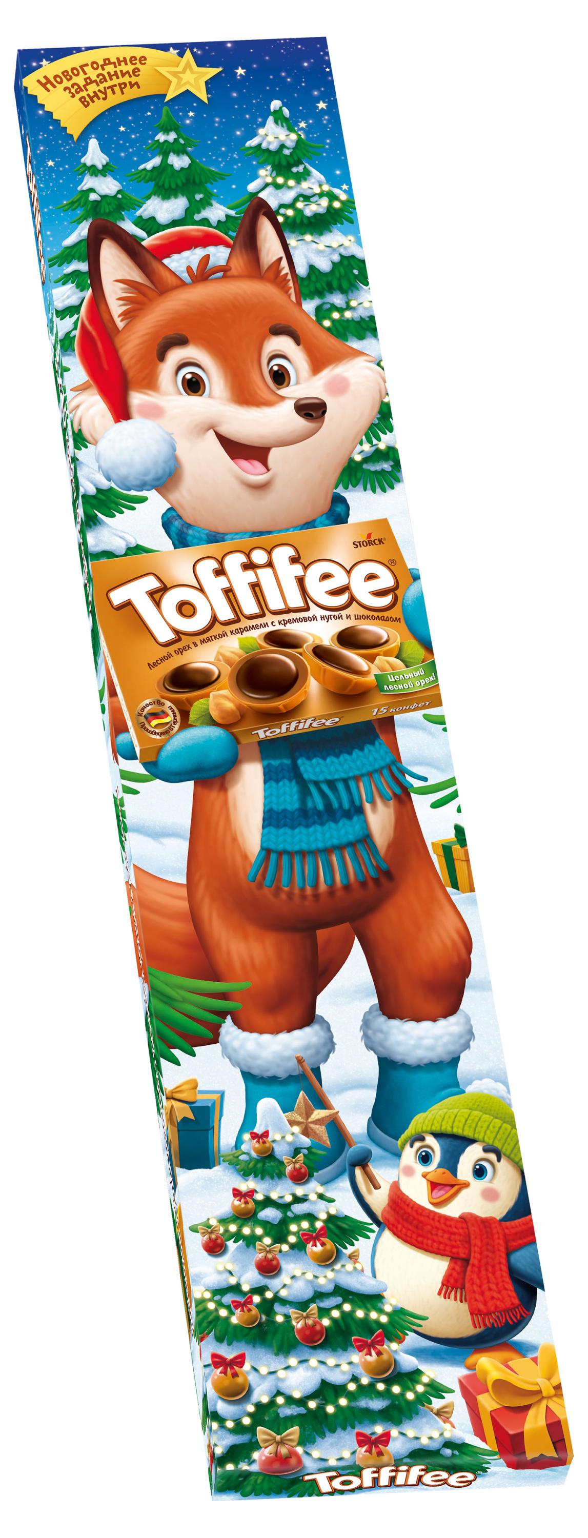 Изображение товара Конфеты Toffifee Санта Олень Медведь 375 г в подарочной упаковке