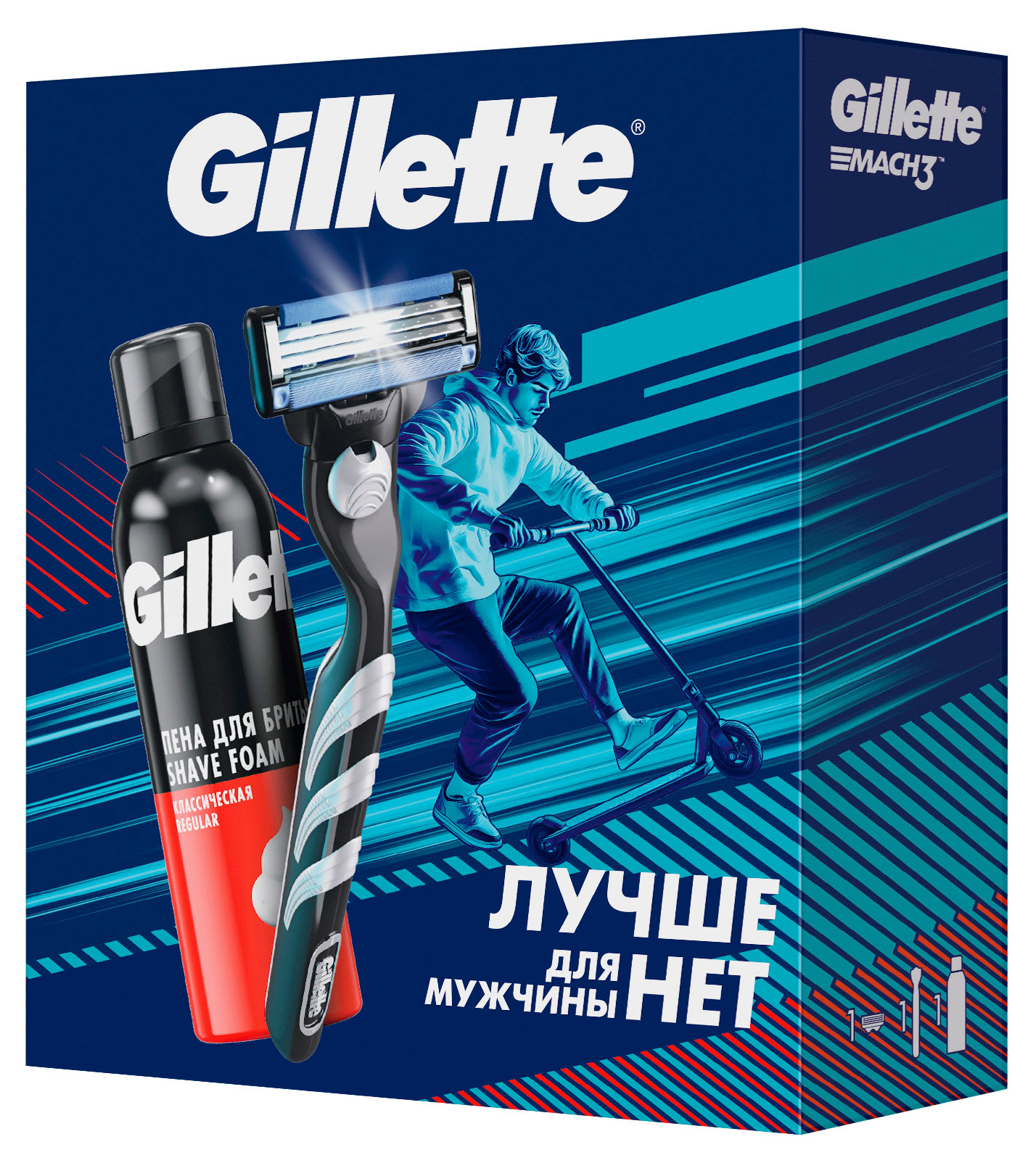 Изображение товара Набор подарочный для мужчин Gillette Mach3 Пена для бритья 200 мл + Бритвенный станок с кассетой