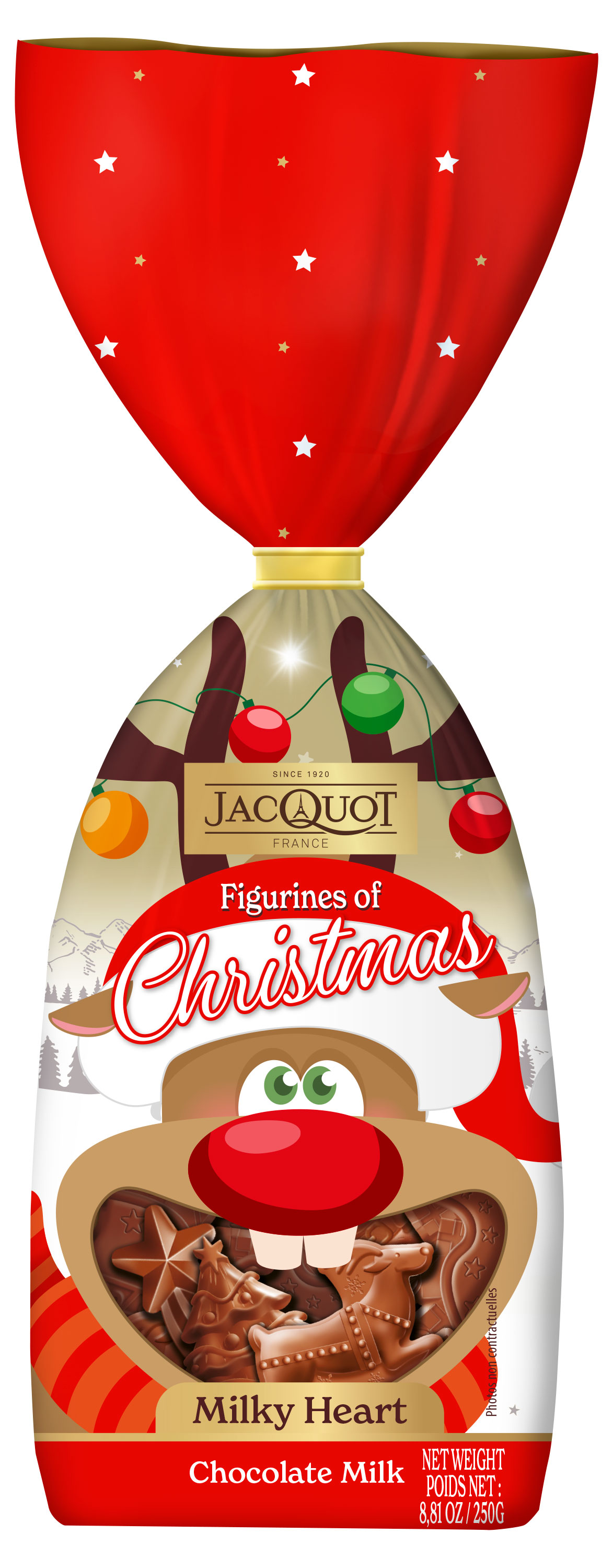 

Шоколад молочный фигурный Jacquot Christmas с молочной начинкой, 250 г