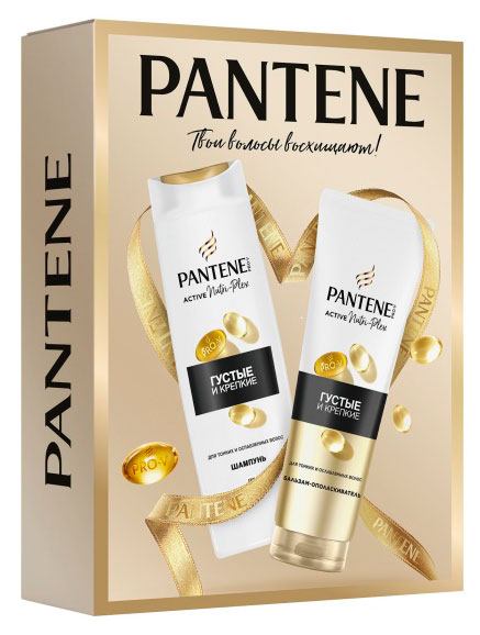 Изображение товара Подарочный набор Pantene Густые и крепкие шампунь и бальзам 250 мл и 180 мл