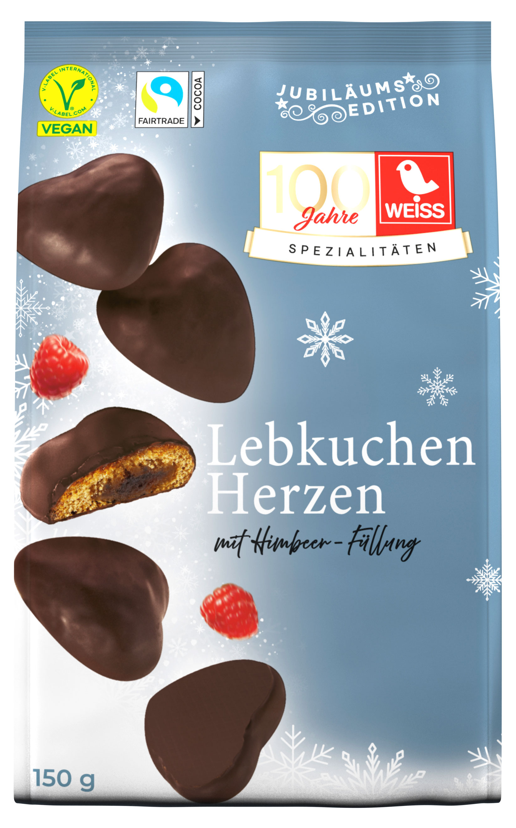 

Пряники Lambertz Weiss Сердечки с малиновой начинкой в темном шоколаде, 150 г