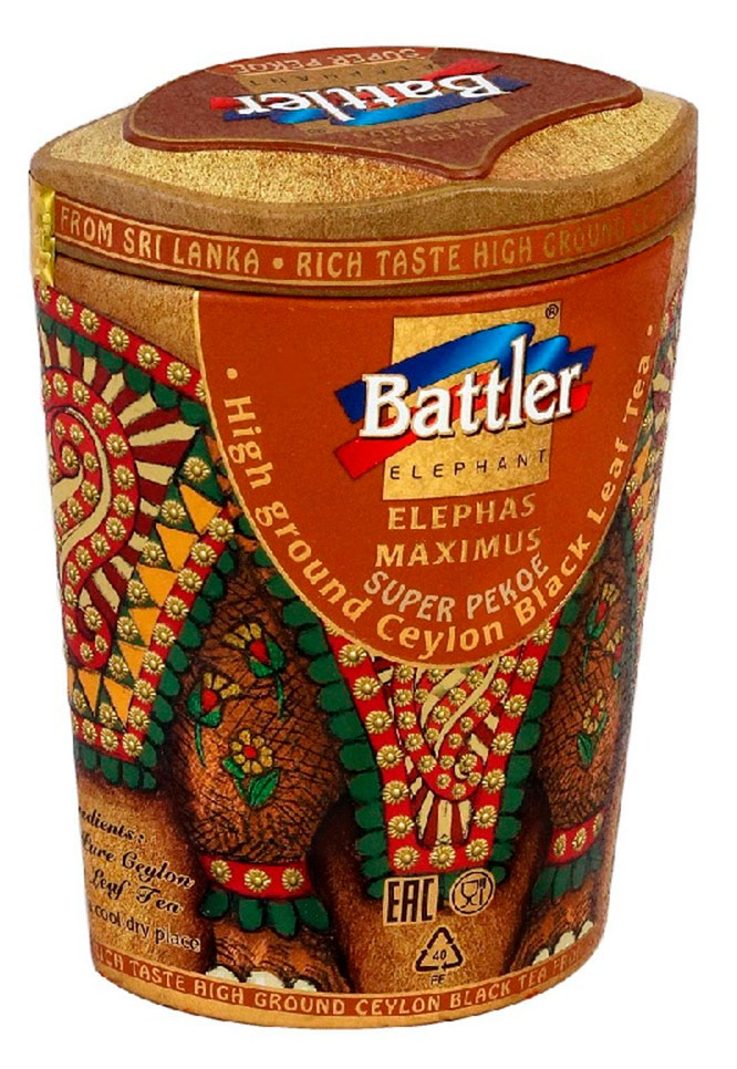 Изображение товара Чай черный Battler Elephant Maximus Super Pekoe 100 г - цейлонский листовой чай высокого качества
