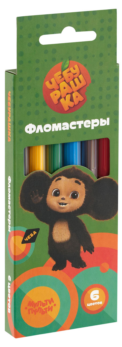 

Фломастеры Мульти-пульти Чебурашка смываемые, 6 цветов