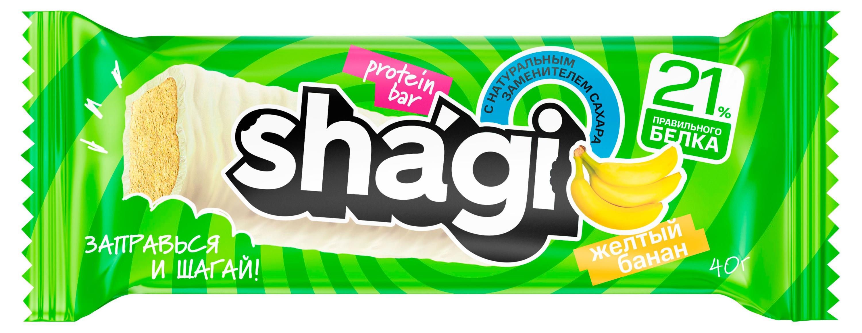 Изображение товара Протеиновый батончик Protein Rex Shagi с бананом 40 г для спортсменов и активных людей