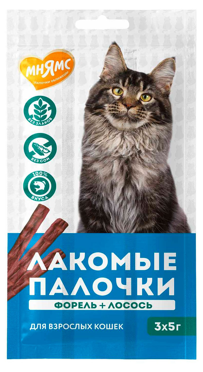Изображение товара Лакомство для кошек «Мнямс» палочки с форелью и лососем, 15 г