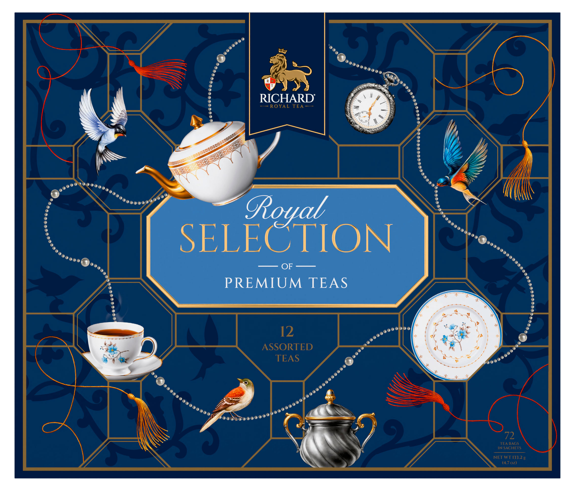 Изображение товара Чайный набор Richard Royal Selection Of Premium Teas ассорти 72х1 86 г подарочная упаковка