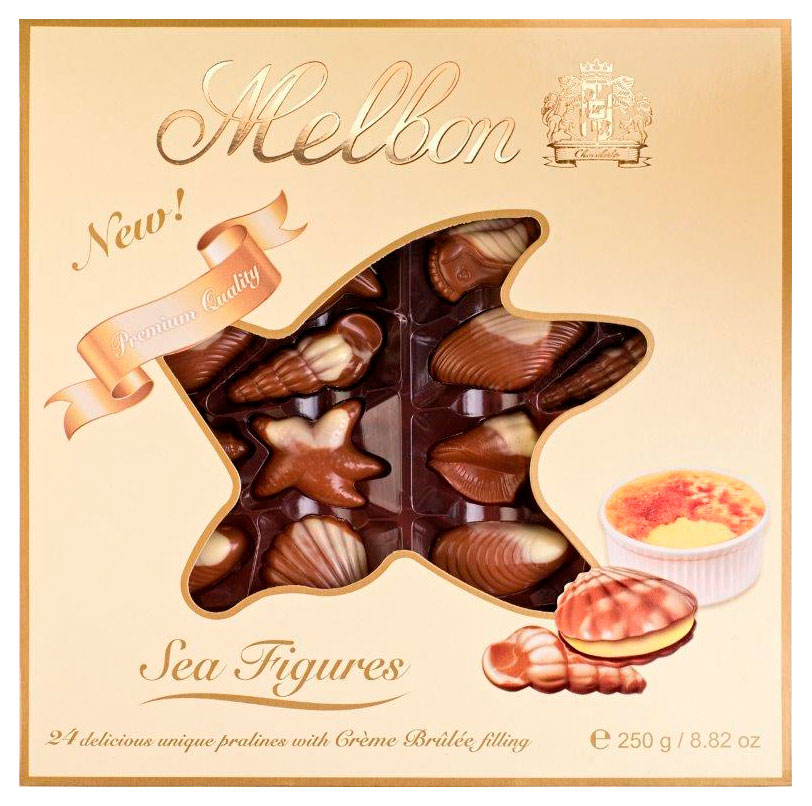 

Конфеты Melbon Шоколадные ракушки с начинкой крем-брюле, 250 г
