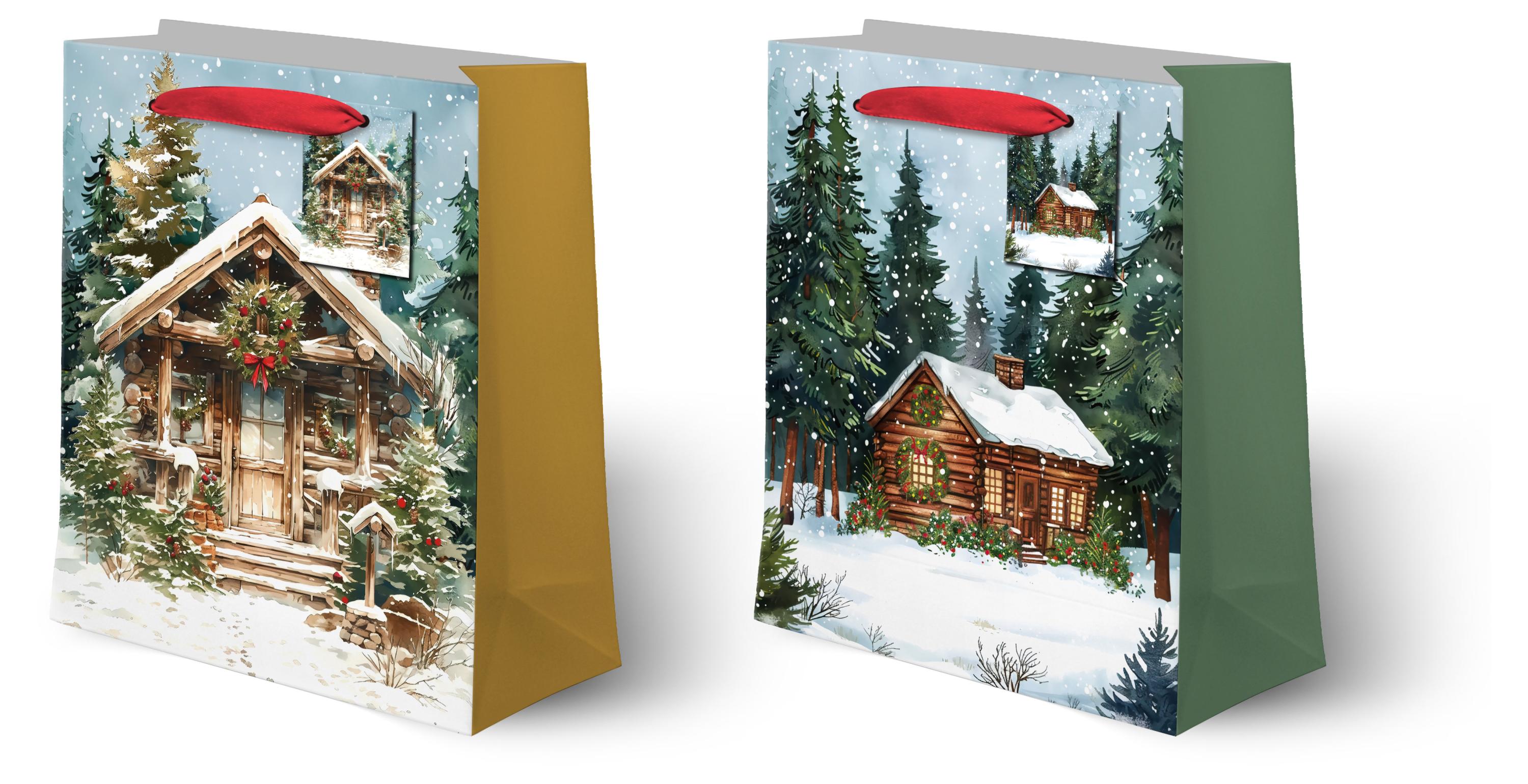Изображение товара Подарочный пакет Изба в лесу 26x32x10 см праздничный ассортимент