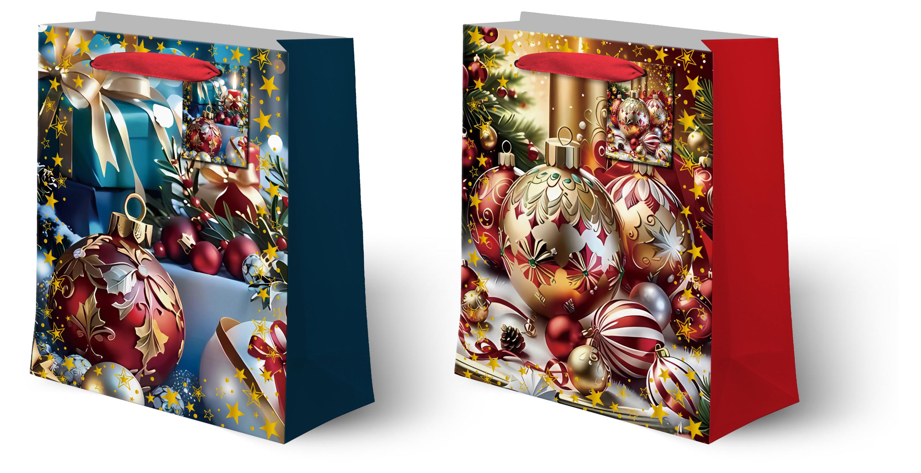 Изображение товара Подарочный пакет Новогодние свечи 26x32x10 см для праздничных подарков