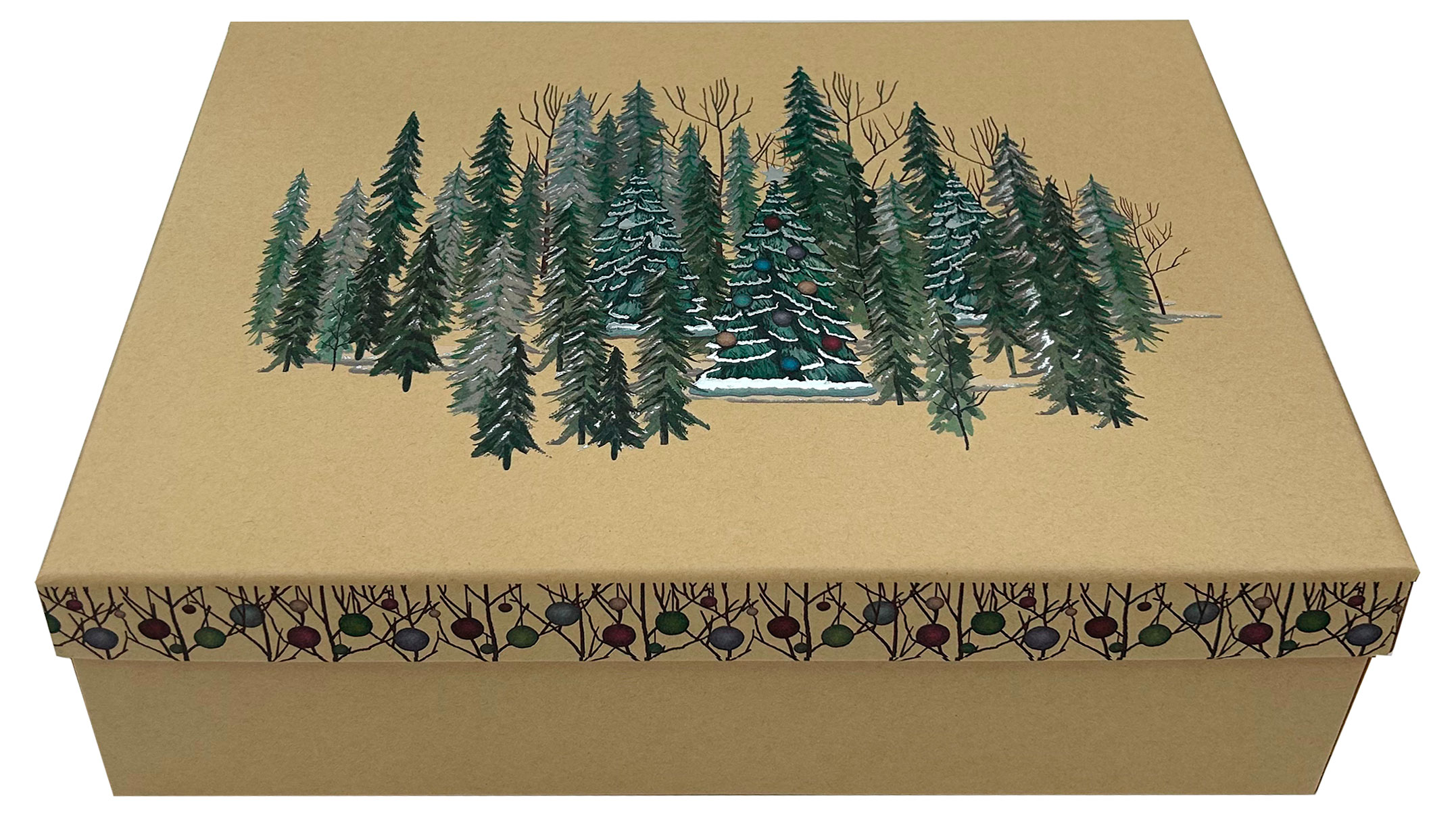 Изображение товара Новогодняя подарочная коробка Зима 33x23,5x9 см элегантная упаковка для подарков