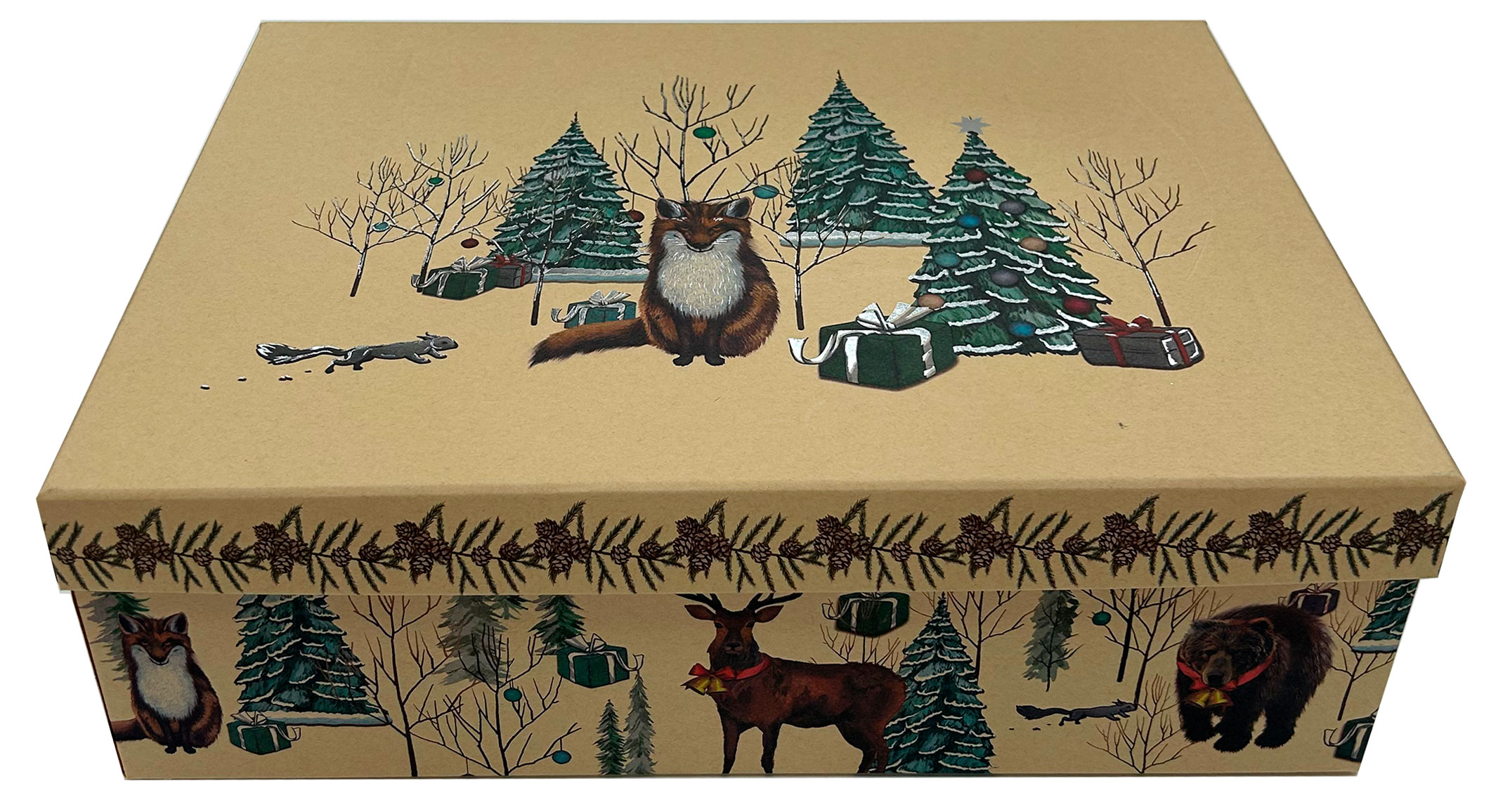 Изображение товара Подарочная коробка Зима 35х25х10 см стильная и элегантная для праздника