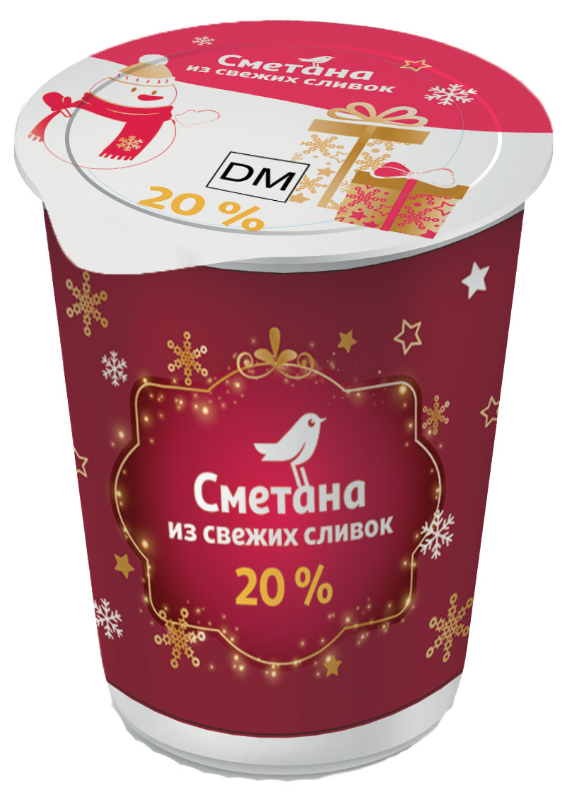 

Сметана АШАН Красная птица из свежих сливок 20% ГОСТ БЗМЖ, 300 г