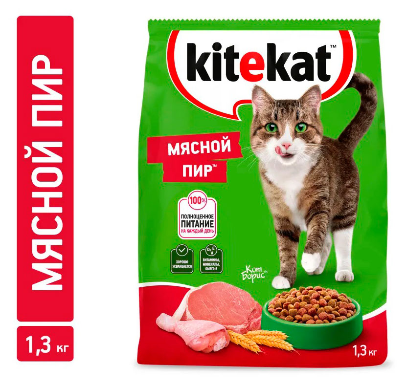 

Сухой корм для кошек Kitekat Мясной пир, 1,3 кг