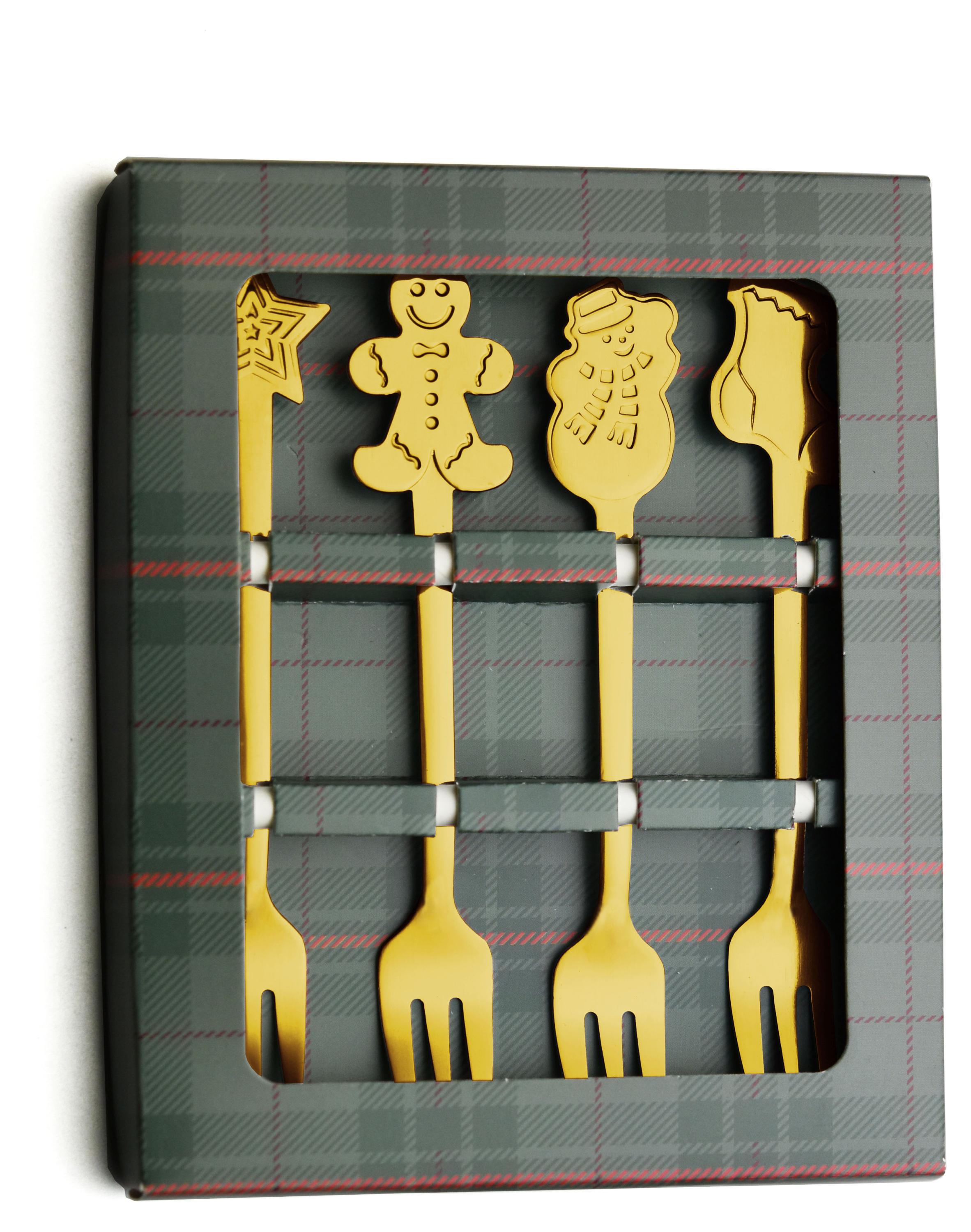 

Набор десертных ложек Actuel Новогодний дизайн золотистые, 4 шт