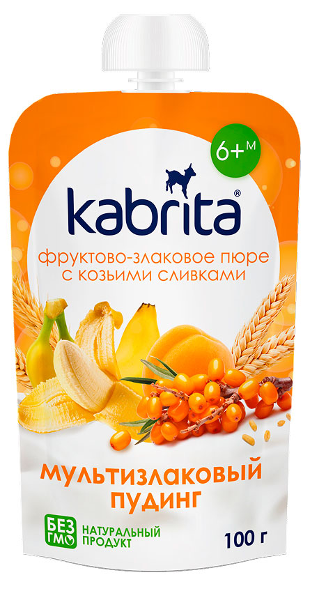 Изображение товара Пюре фруктово-злаковое Kabrita Мультизлаковый пудинг с козьими сливками 100 г для малышей