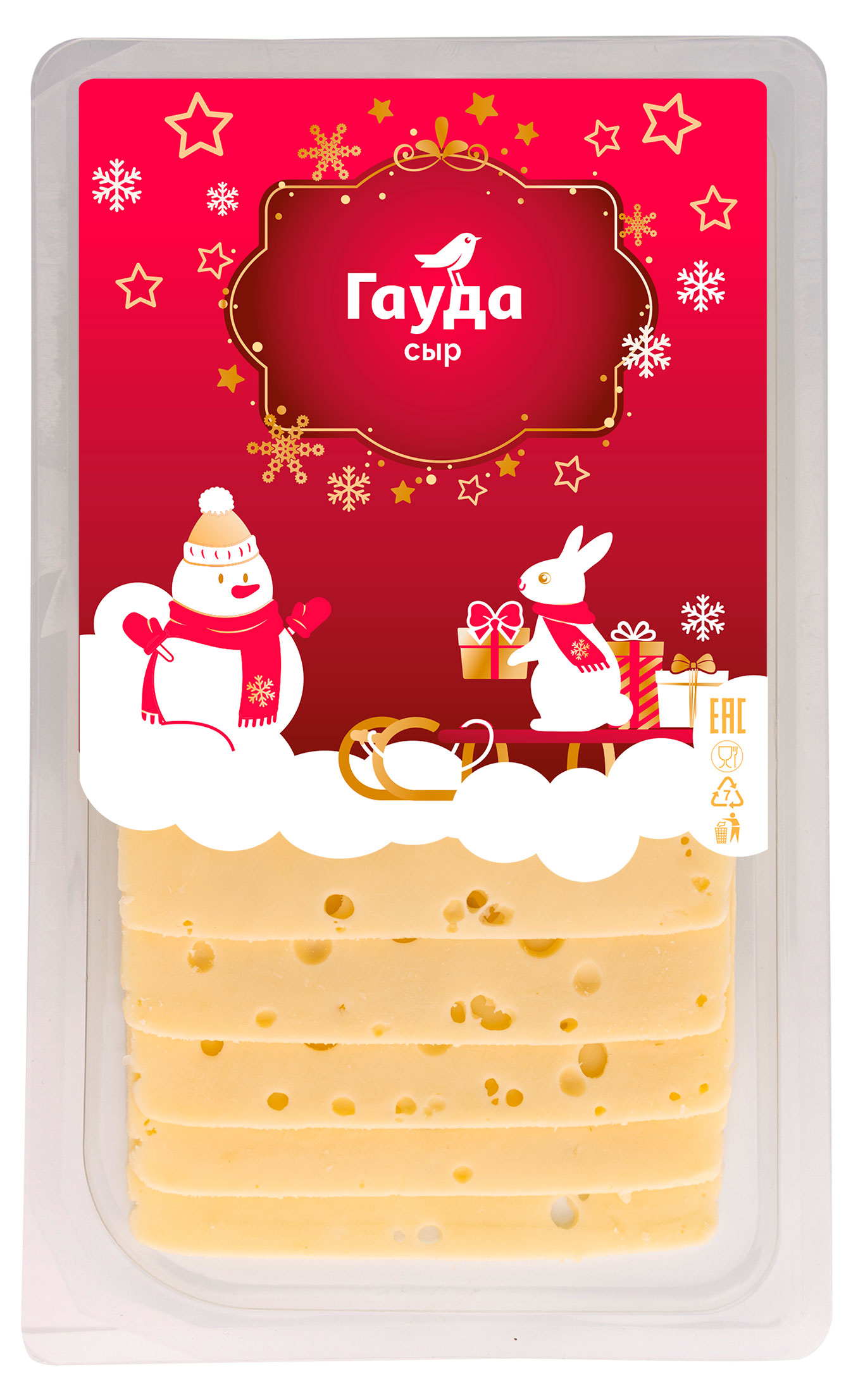 

Сыр полутвердый АШАН Красная птица Гауда 45% нарезка БЗМЖ, 150 г