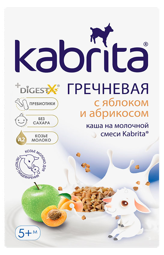 

Каша сухая гречневая Kabrita на козьем молочке с яблоком и абрикосом с 5 мес БЗМЖ, 180 г