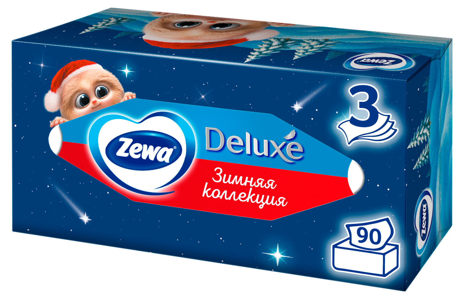 

Салфетки бумажные в коробке Zewa Deluxe Design, 3 слоя, 90 шт