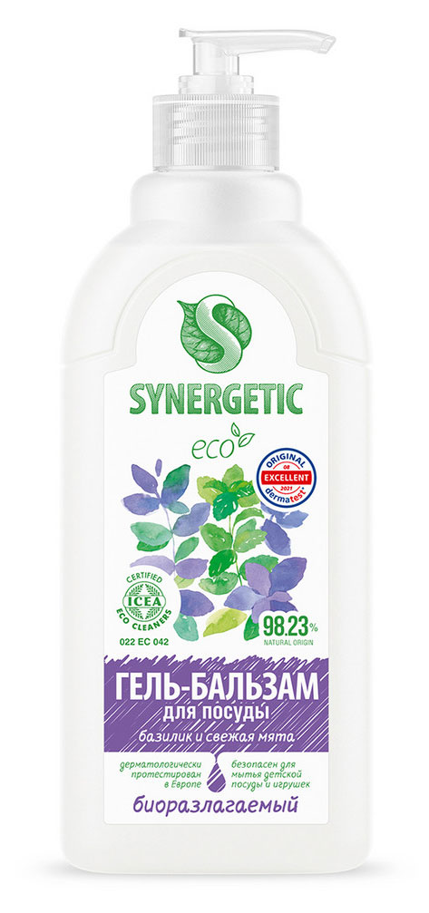 

Гель-бальзам для мытья посуды и детских игрушек Synergetic Базилик и свежая мята, 500 мл