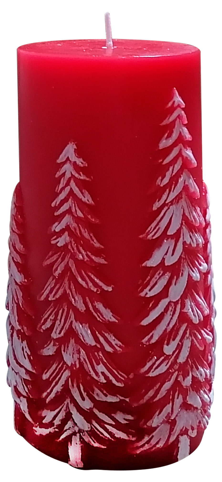 

Свеча Actuel с декором елки красная, h 14,5 см