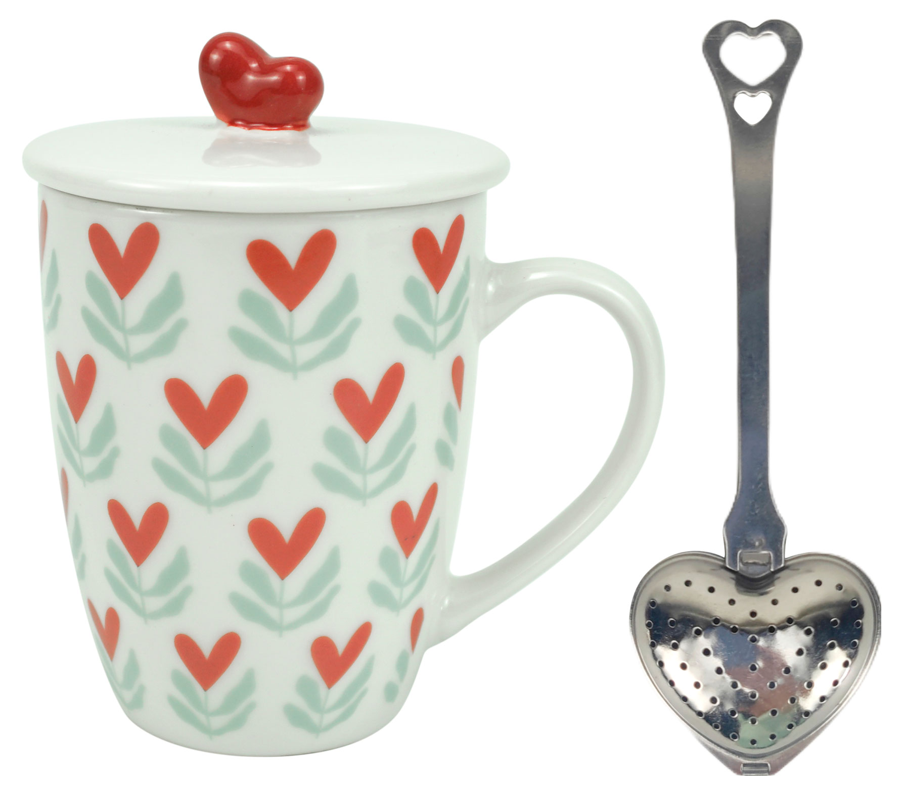Изображение товара Кружка Actuel Сердечки с крышкой и ситечком, 350 мл