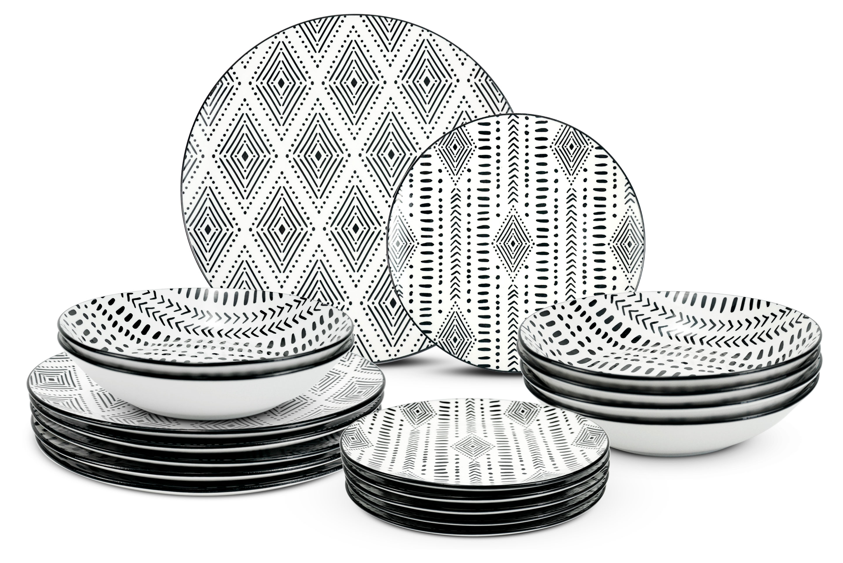 

Набор посуды Actuel черно-белый фарфор, 18 предметов