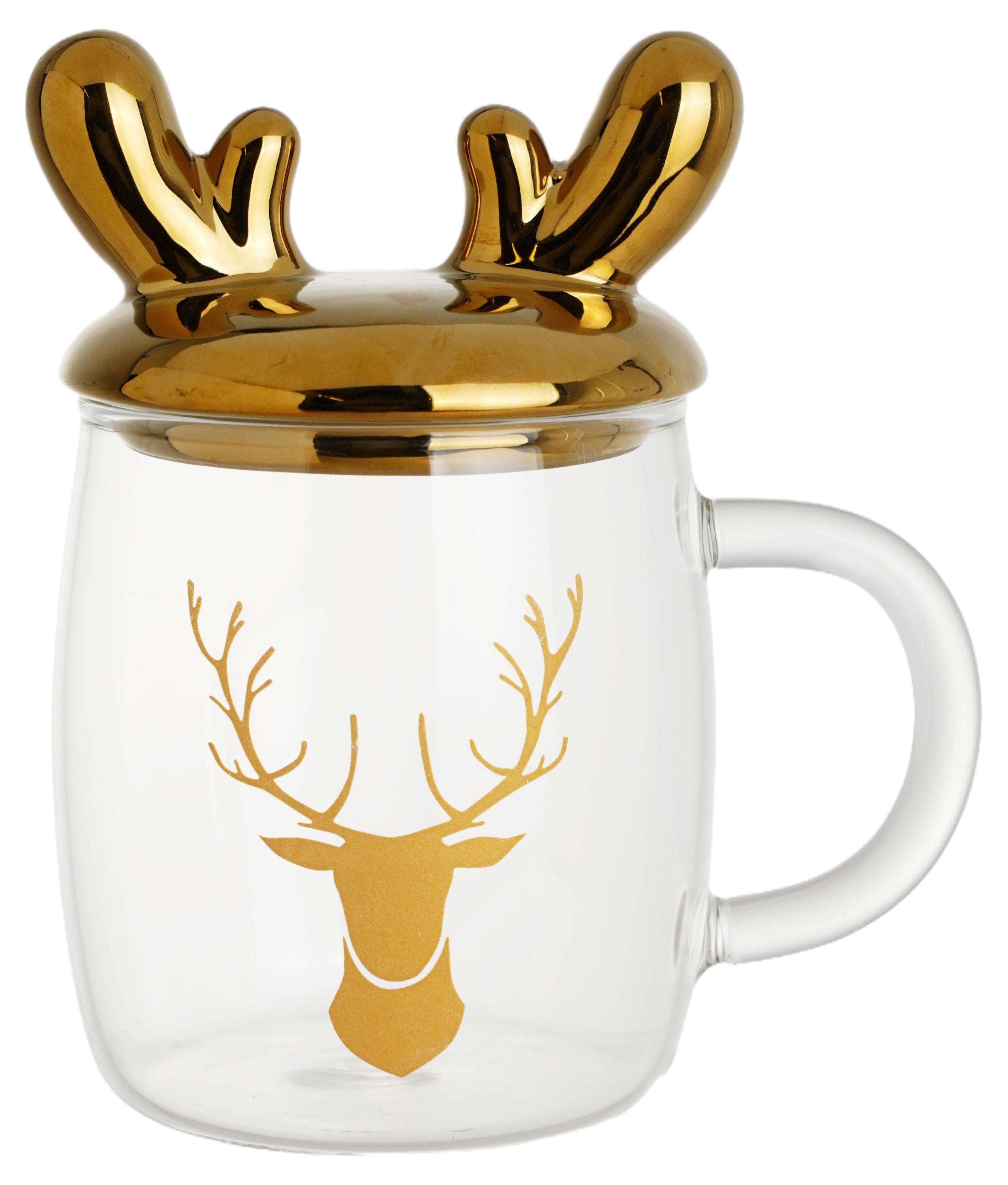 

Кружка Actuel Вокруг света Олень стеклянная с крышкой, 480 мл