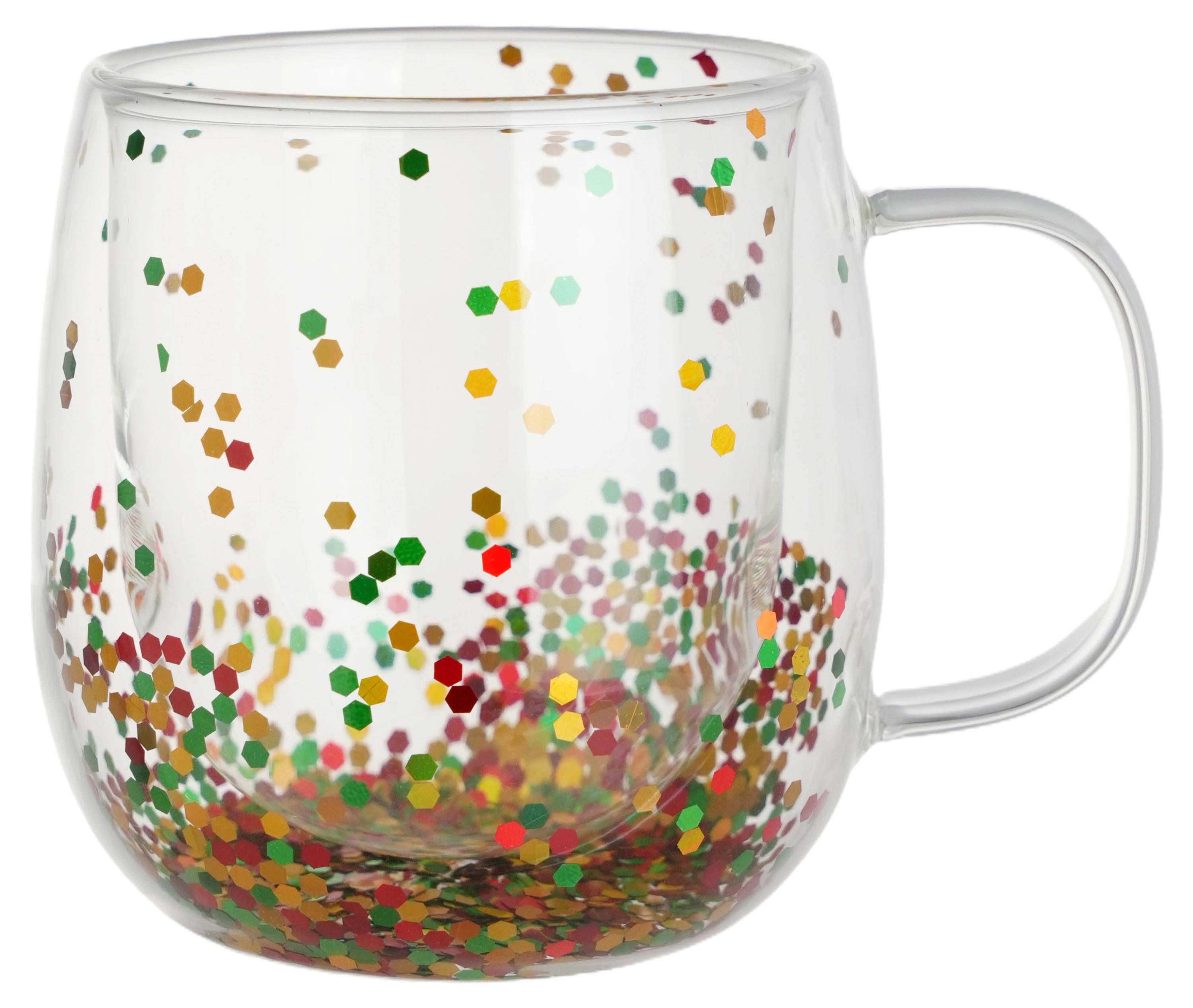 

Кружка Actuel Вокруг света с разноцветным конфетти стеклянная с двойными стенками, 340 мл