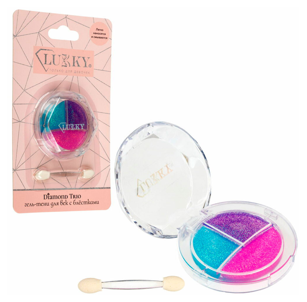 

Гель-тени для век Lukky Diamond Trio блестками, 1 шт