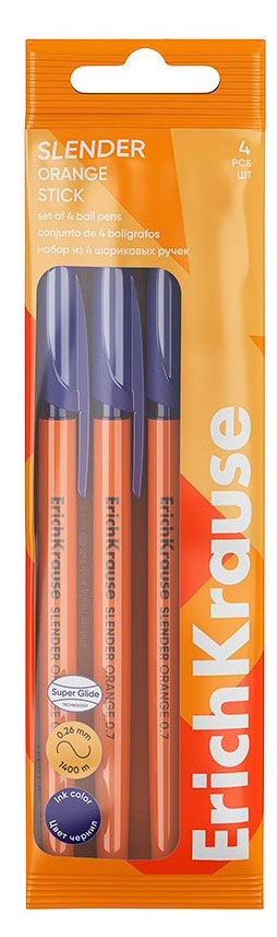 

Набор широковых ручек richKrause Slender Stick Orange синие 0,7 мм, 4 шт