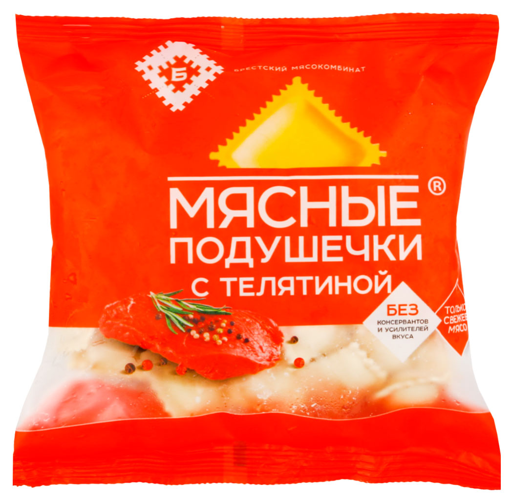 Изображение товара Пельмени мясные «БМК» Мясные подушечки с телятиной замороженные Беларусь, 430 г