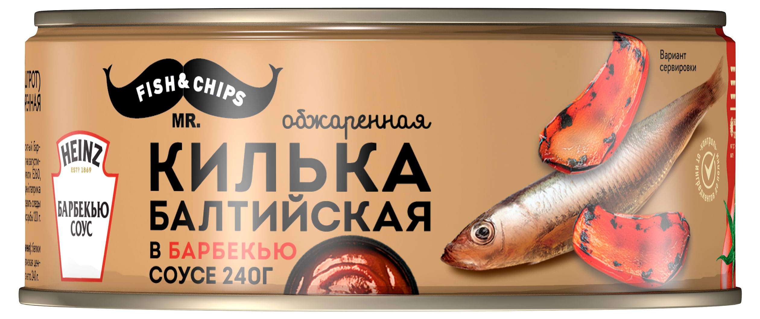 

Килька балтийская Mr. Fish & Chips обжаренная в соусе барбекю, 240 г