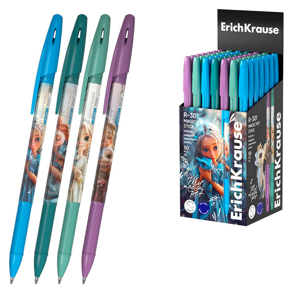 

Ручка шариковая ErichKrause R-301 Stick Magic Pet синяя 0,7 мм, 1 шт в ассортименте