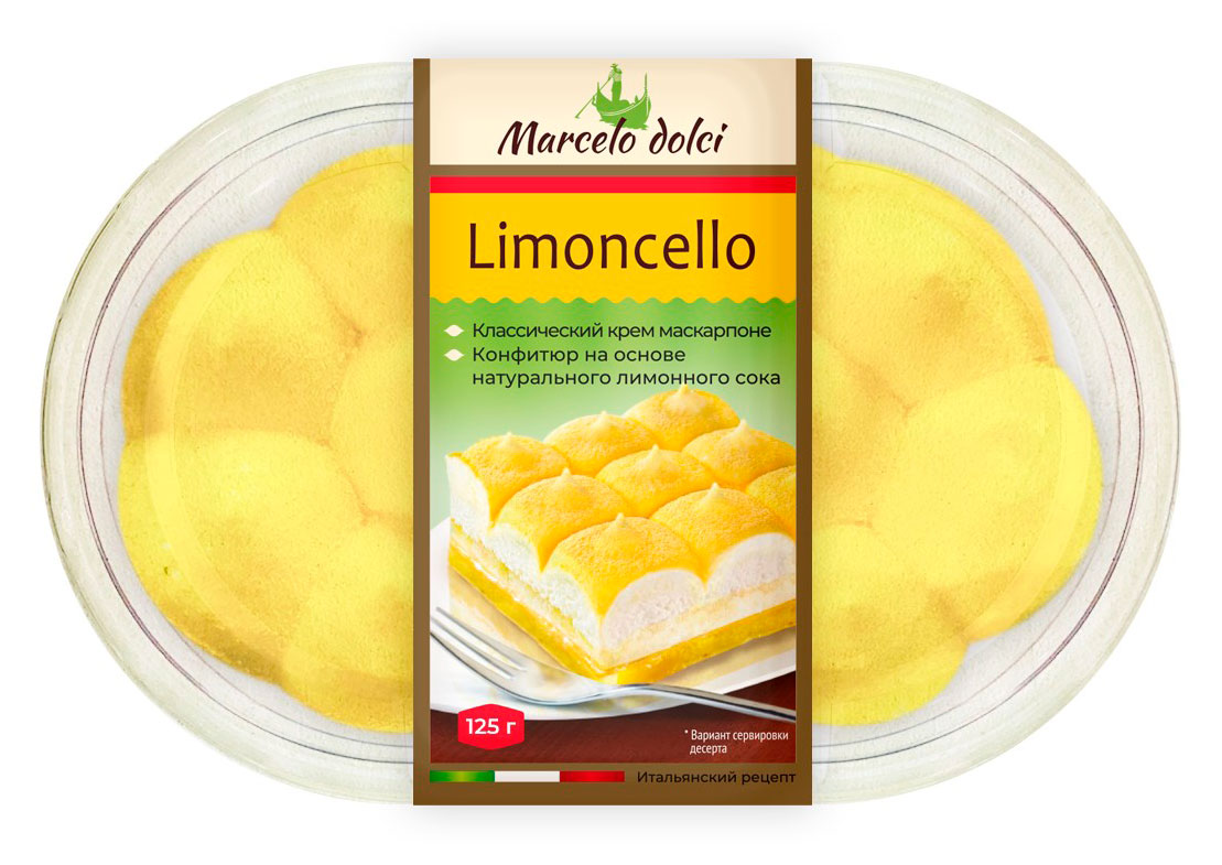 

Пирожное бисквитное Marcelo Dolci Лимончелло охлажденное, 125 г