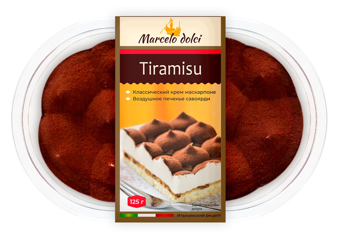 

Пирожное бисквитное Marcelo Dolci Тирамису охлажденное, 125 г