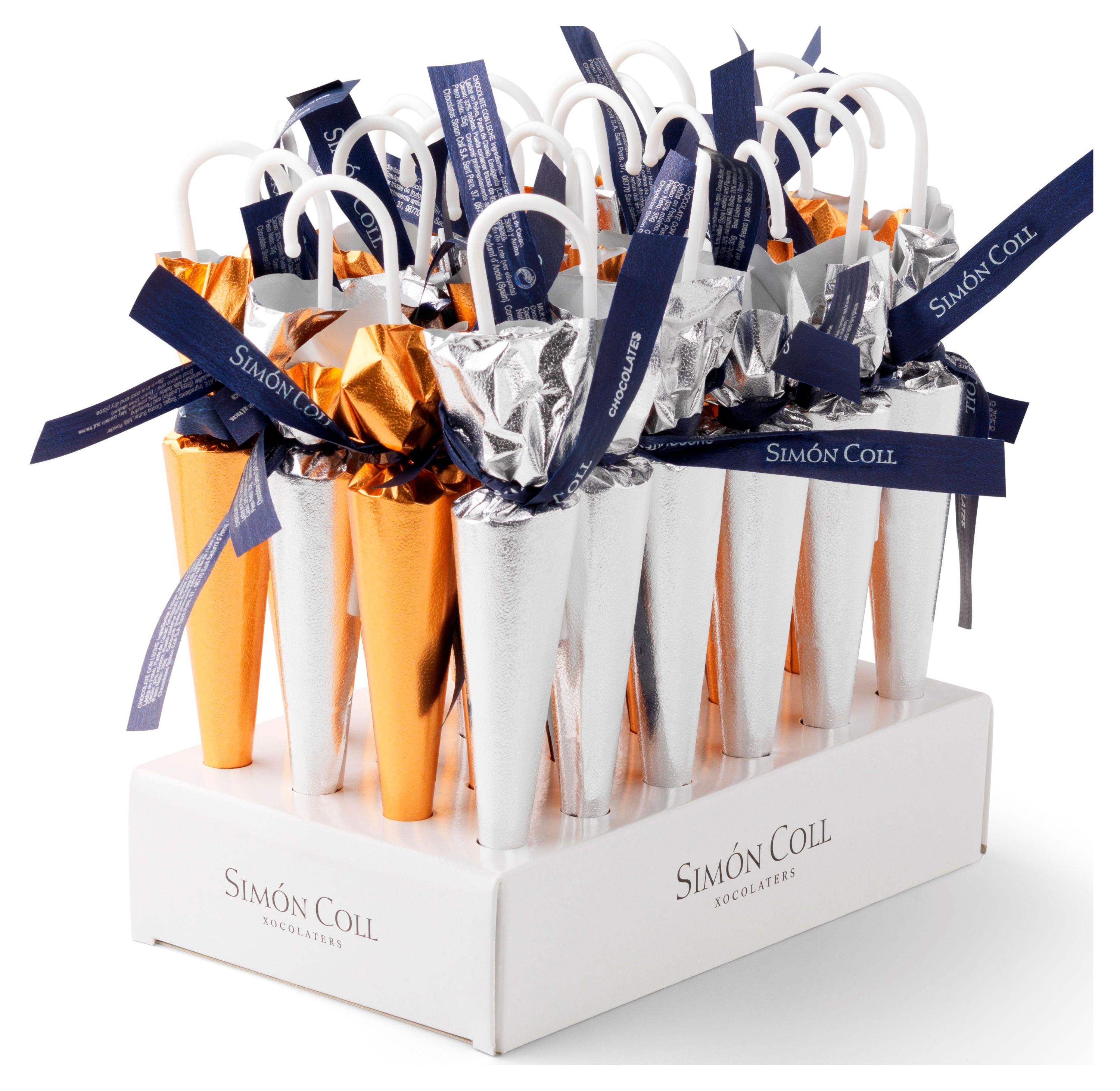 

Шоколад фигурный Simon Coll зонтик Plata золото/серебро, 35 г