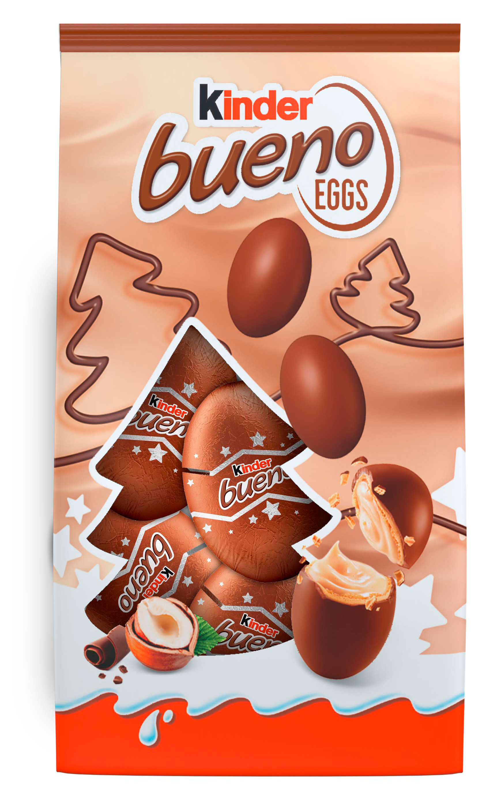 

Конфеты шоколадные Kinder Bueno eggs с молочно-ореховой начинкой, 80 г